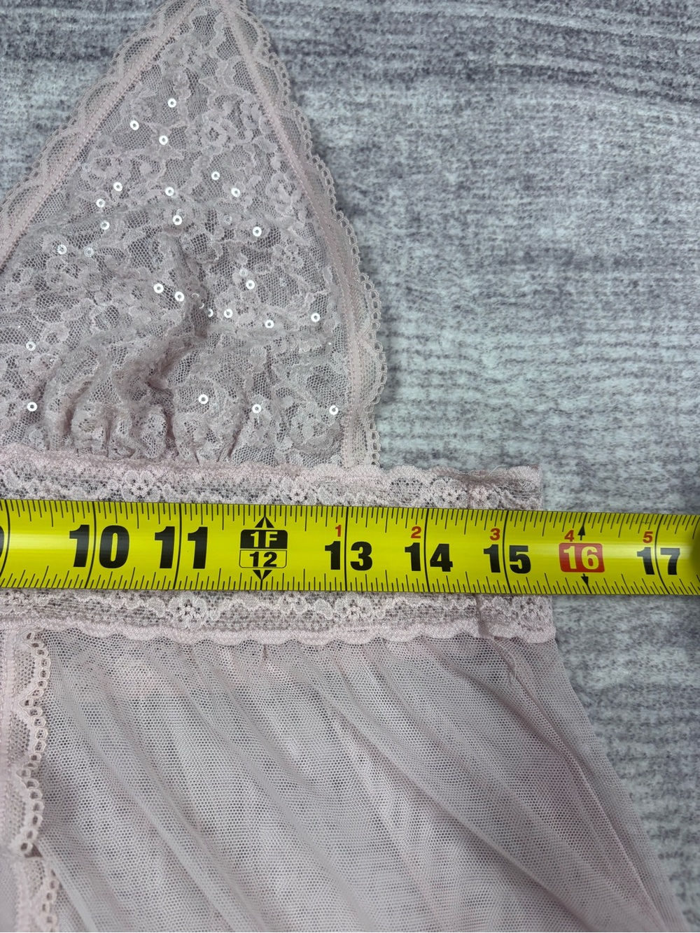 Pink Lace Feminine Coquette Sheer Mesh Babydoll Lingerie Sparkly Top Size L Open - Picture 4 of 8